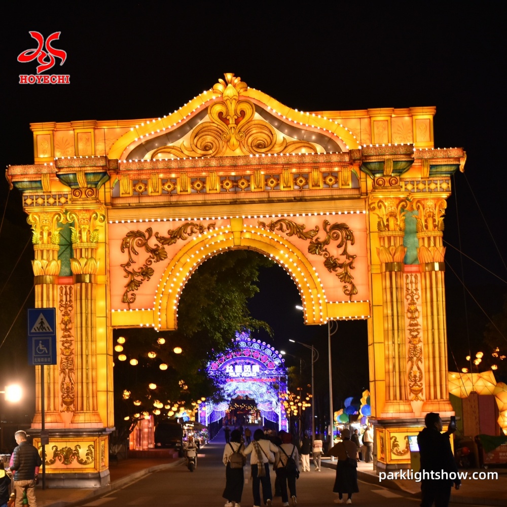 High Quality Giant arch lights illuminate the main entrance of the ...