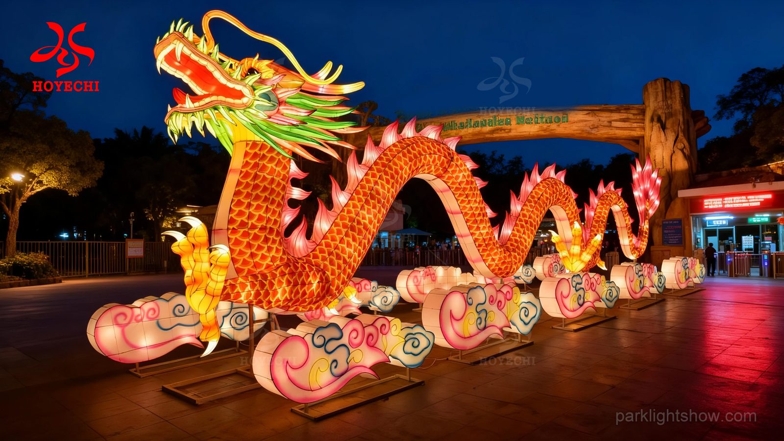 HOYECHI Chinese lantern Festive Animal dragon shape decoration lamp for Park business