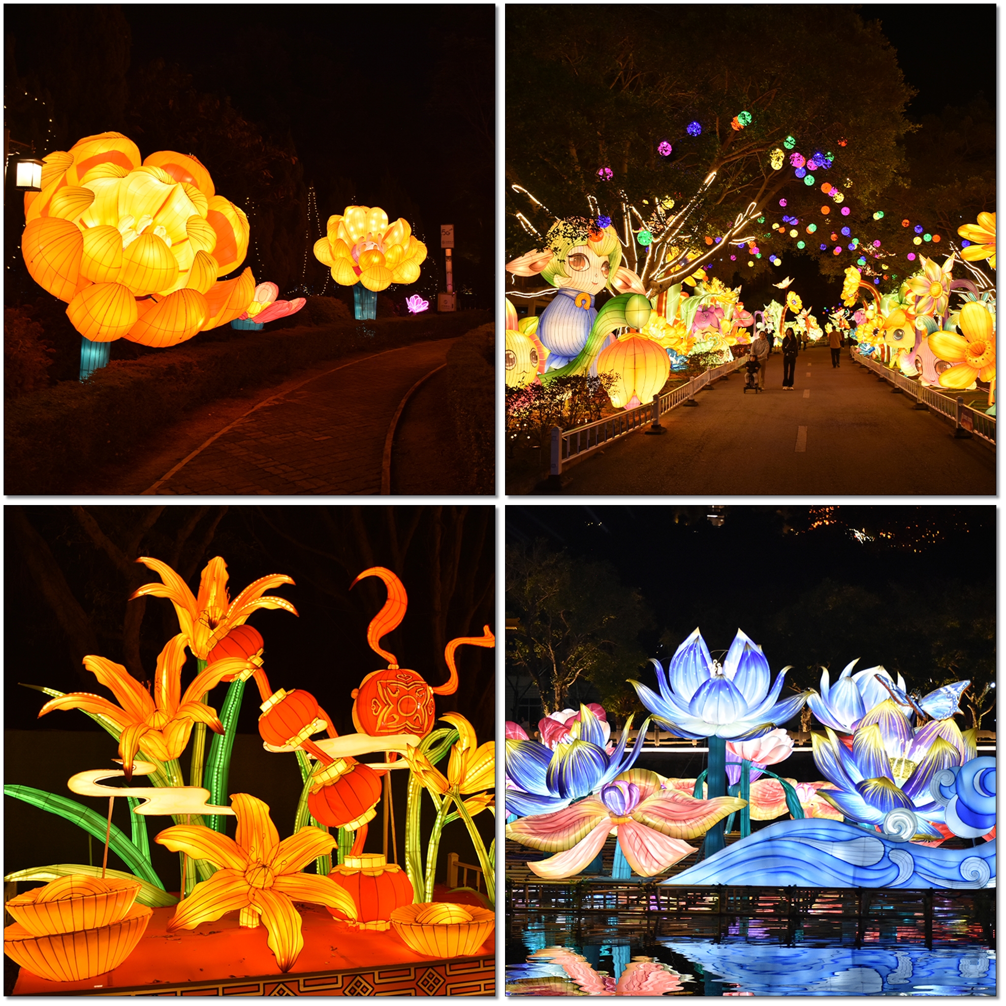 Large Lantern Flower Light Installations