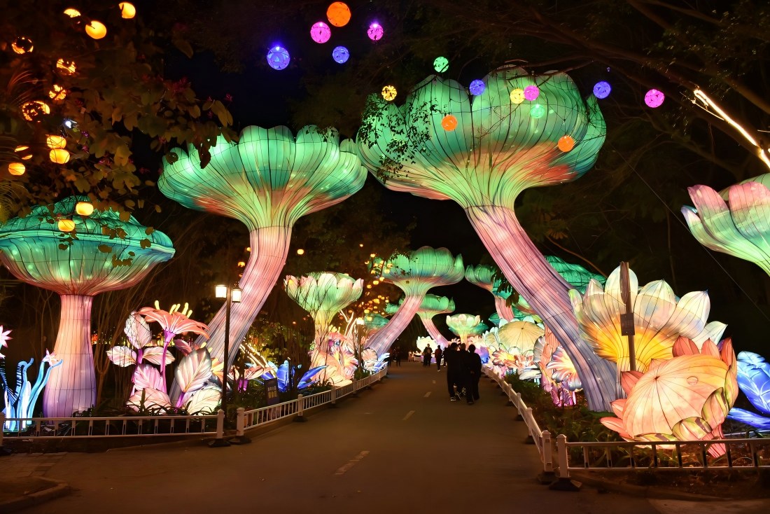 Custom Lantern Festival Entrance and Themed Visitor Route Lawang asup festival lentera khusus nu ngarahkeun sémah ngaliwatan zona tampilan lentera tématis nu terkoordinasi