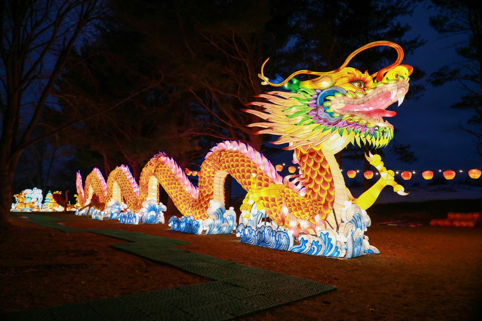 Giant Dragon Lantern Display for Park Festival