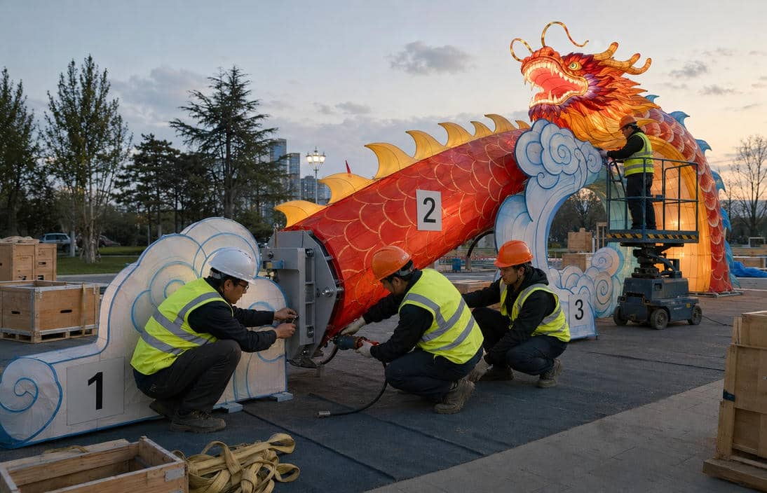 Modular Custom Lantern Festival Installation Pajangan festival lentera modular khusus bernomor keur dirakit di tempat outdoor
