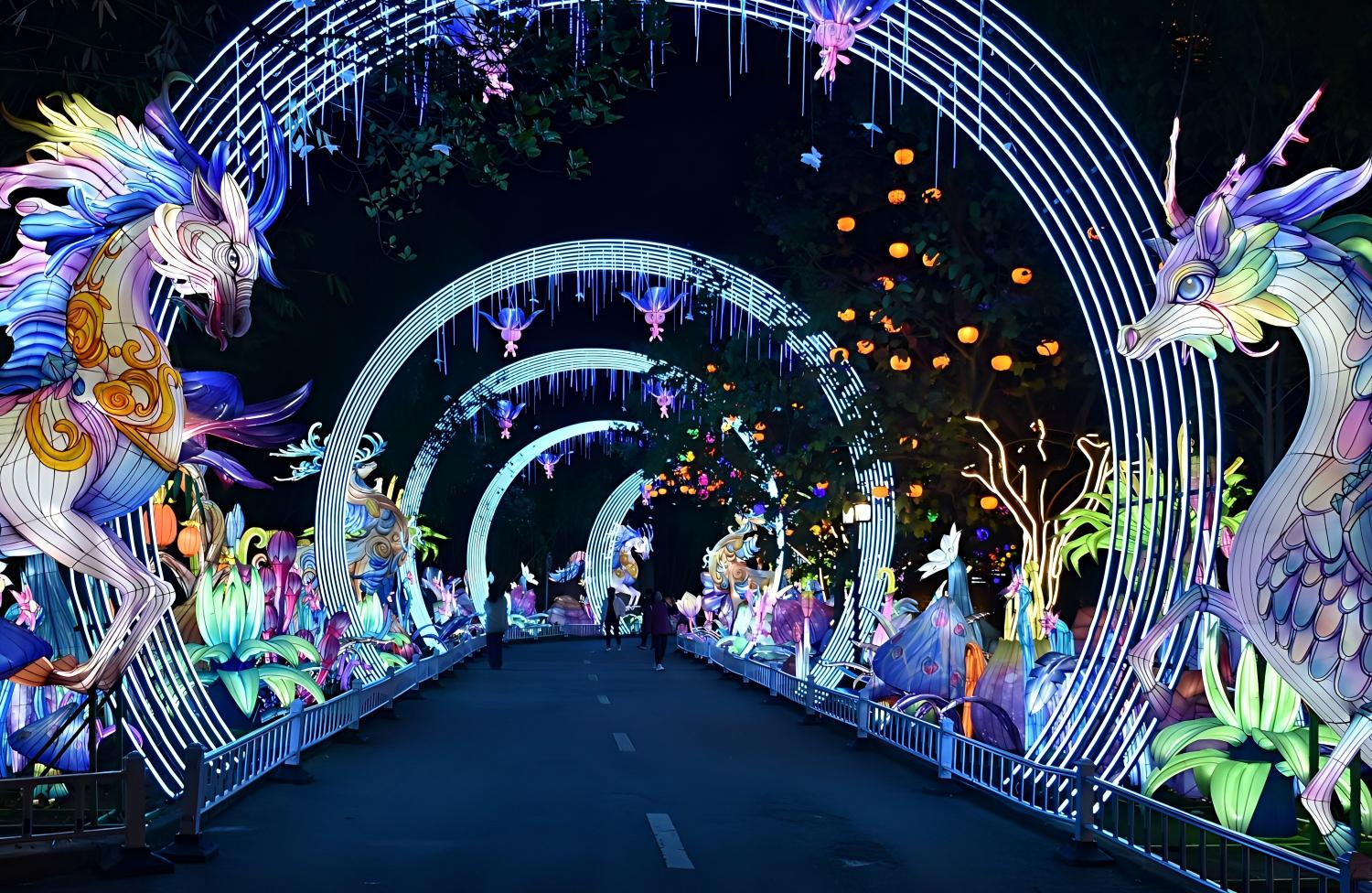 Park Lantern Festival Night Tourism Light Tunnel