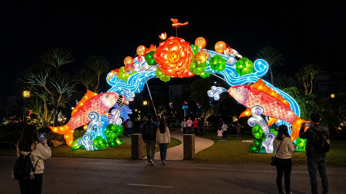 Penang Malaysia Commercial Complex Floral Light Show Arch