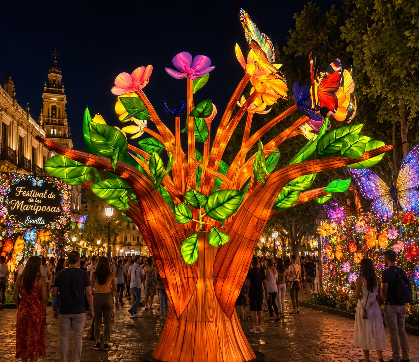 Spain Butterfly Lantern Festival Night Scene