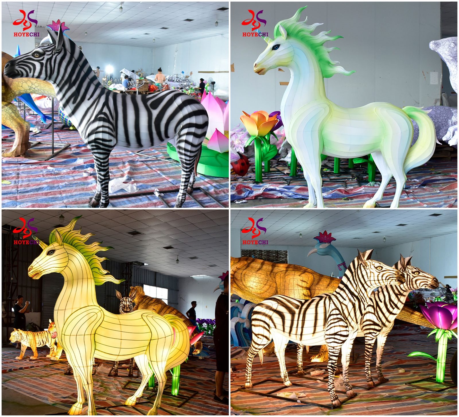 Zebra and Horse Light Sculpture
